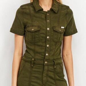 Guess Olive Plain Short Sleeve Play-suit Romper Misses Size Small